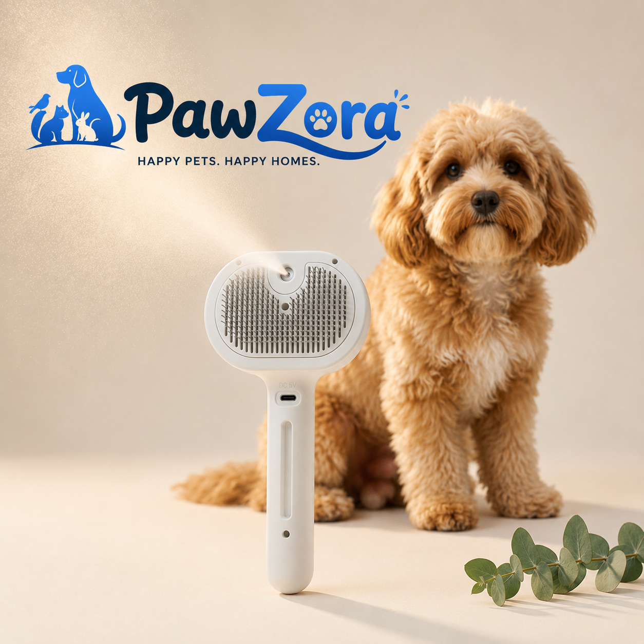 Pet Steam Brush for Cats & Dogs – Spray Grooming Comb for Shedding & Hair Removal null
