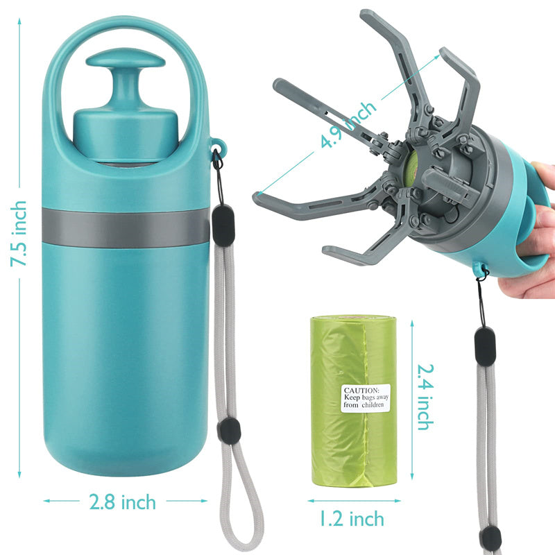 Portable Dog Pooper Scooper with Built-In Poop Bag Dispenser | Hands-Free Pet Waste Pickup Tool null