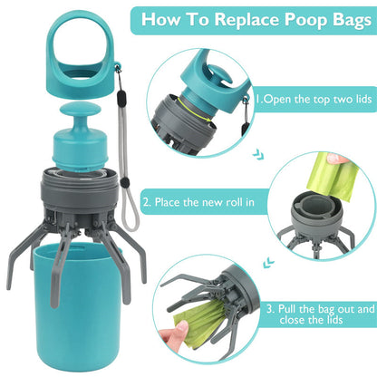 Portable Dog Pooper Scooper with Built-In Poop Bag Dispenser | Hands-Free Pet Waste Pickup Tool null